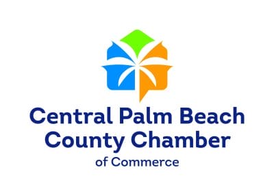 Central Palm Beach County Chamber of Commerce logo with multicolored geometric star shapes above the organization’s name.