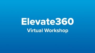 Elevate360 Virtual Workshop logo on a blue background.